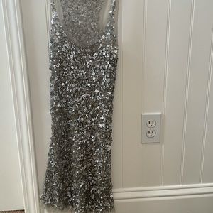 Arden B. Sheer Silver Sequin Mini dress / top XS